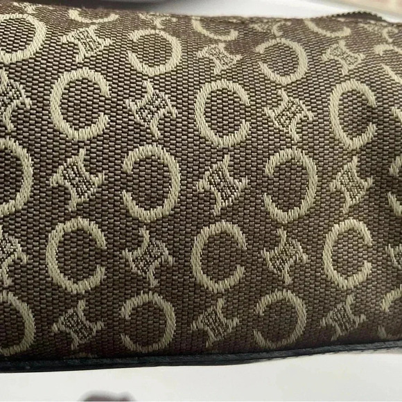 CELINE C Macadam Cosmetics Round Pouch  Canvas Khaki/Gold Hardware MC 00/2 - Picture 5 of 10